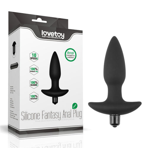 Anal Indulgence Collection Silicone Fantasy Anal Plug - Black 14.5 cm Vibrating Butt Plug - Hush Store Sydney 