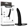 Anal Indulgence Collection Silicone Fantasy Double Prober with Ring – Black (15.2 cm) - Hush Store Sydney 