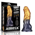 Aerosx 7.5 Inch Dual Density Inflatable Dildo - Gold/Blue 24 cm Inflatable Fantasy Dildo