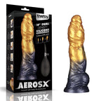 Aerosx 10 Inch Dual Density Inflatable Dildo - Gold/Blue 33 cm Inflatable Fantasy Dildo