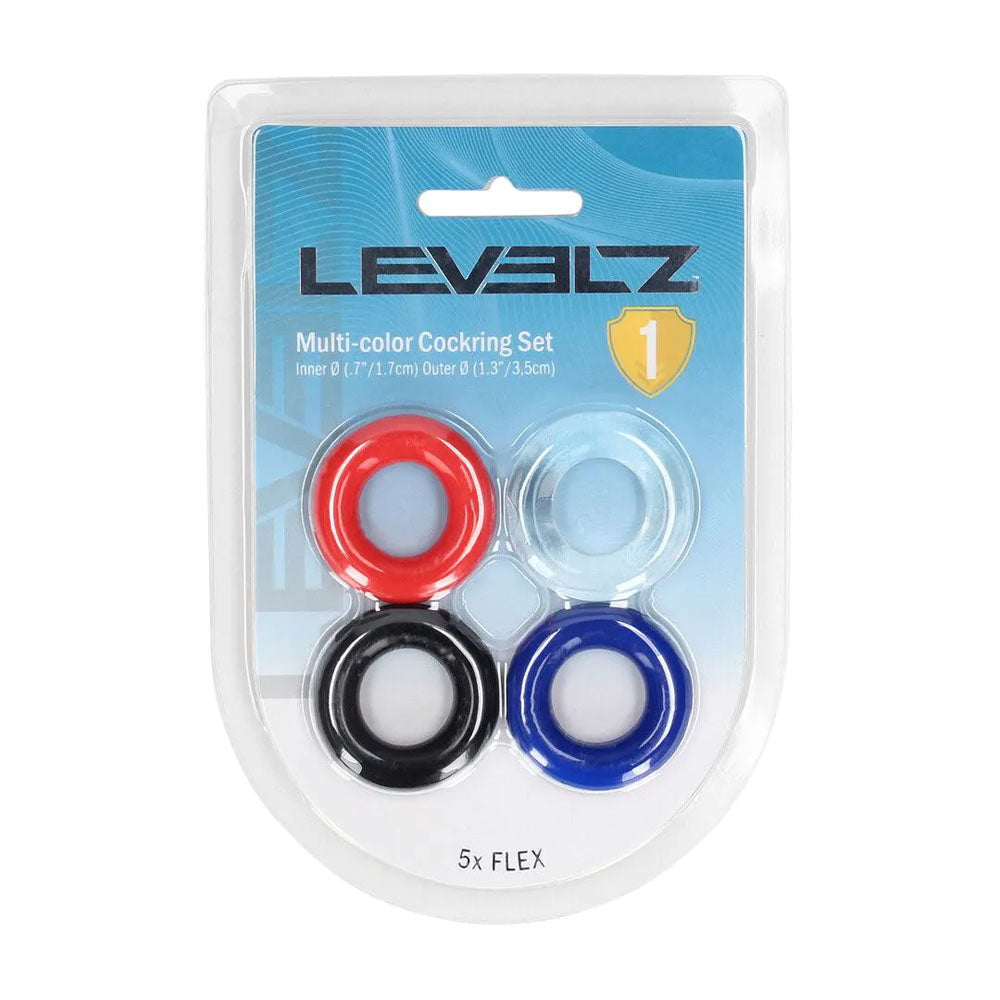 LEVELZ Multicolour Cock Ring Set - 4 Pack - Coloured Cock Rings - 4 Pack - Hush Store Sydney 