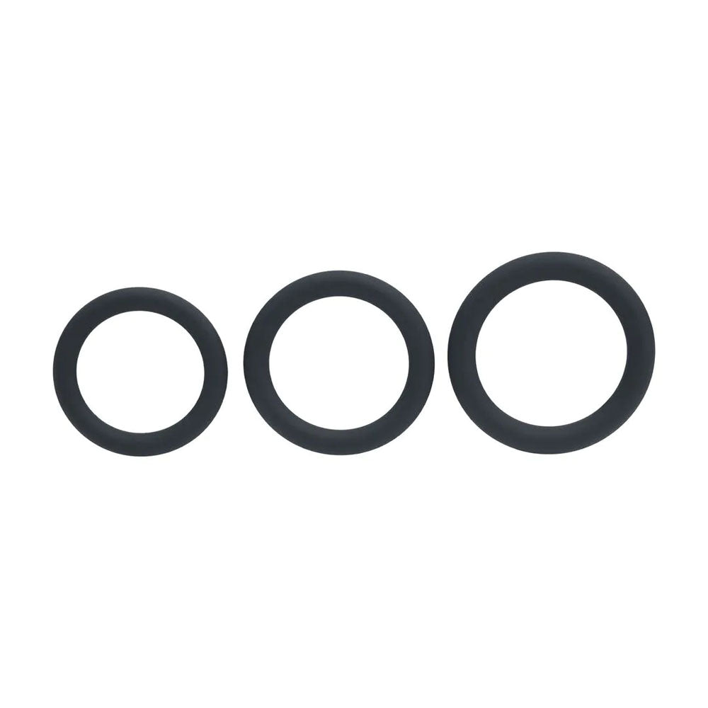 LEVELZ Classic Silicone Cock Ring Set - L/XL/XXL - Black Cock Rings - Set of 3 Sizes - Hush Store Sydney 