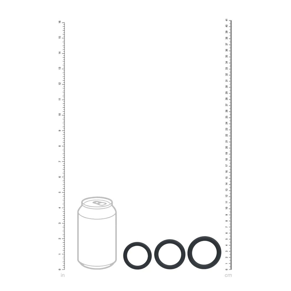 LEVELZ Classic Silicone Cock Ring Set - L/XL/XXL - Black Cock Rings - Set of 3 Sizes - Hush Store Sydney 