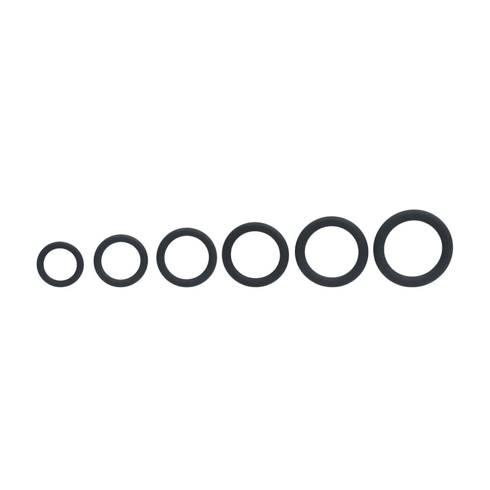 LEVELZ Classic Silicone Cock Ring Set of 6 - Black Cock Rings - Set of 6 Sizes - Hush Store Sydney 