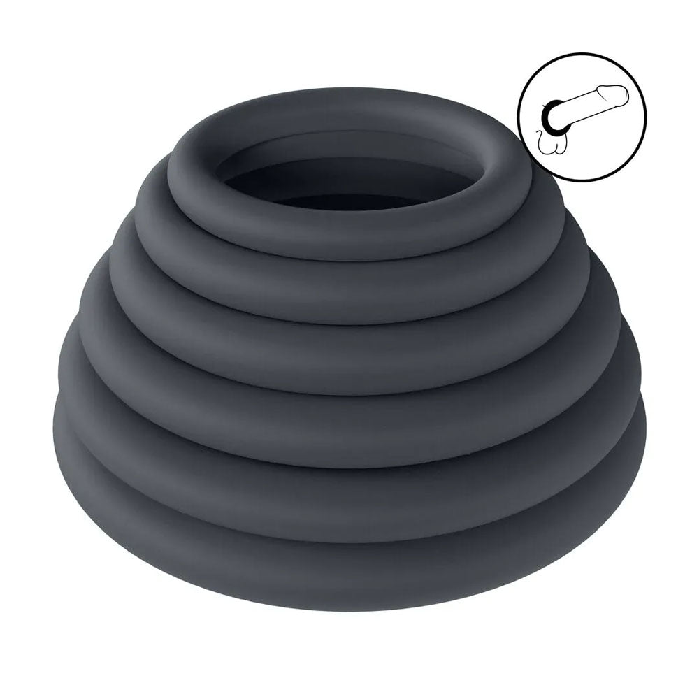 LEVELZ Classic Silicone Cock Ring Set of 6 - Black Cock Rings - Set of 6 Sizes - Hush Store Sydney 