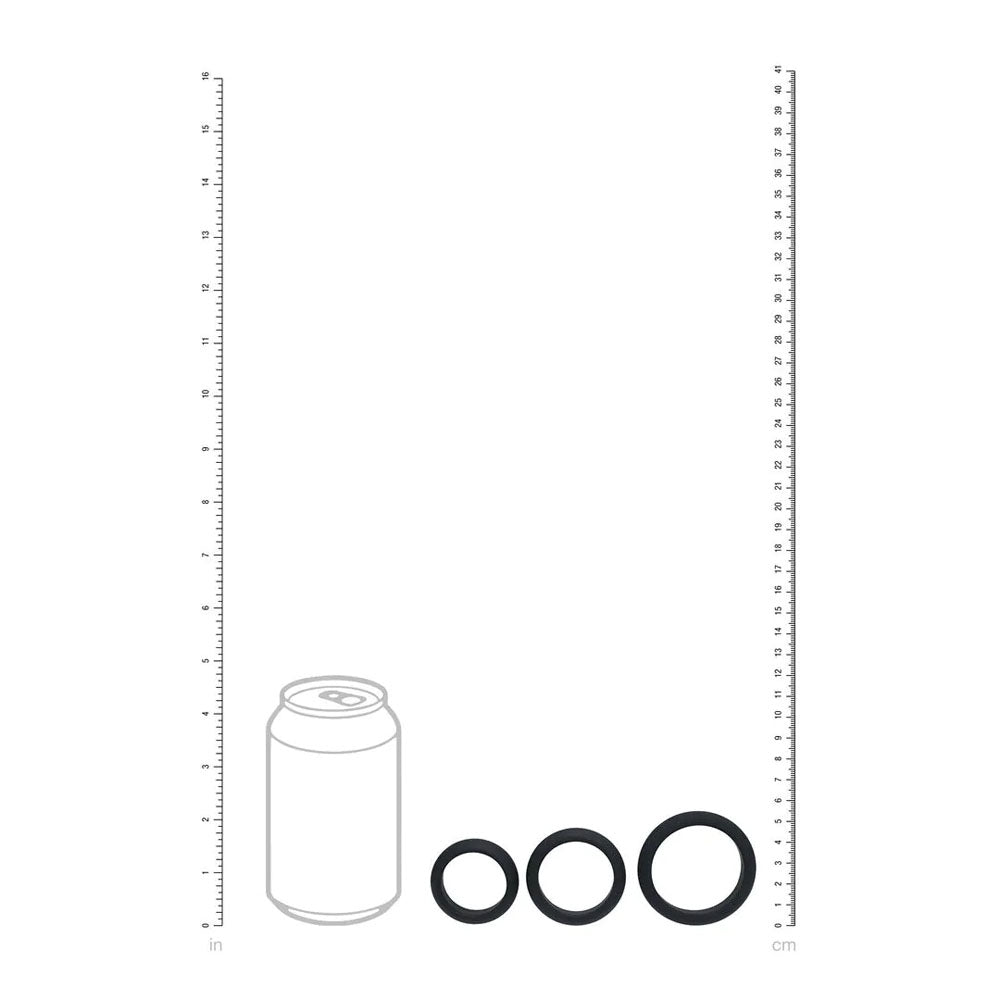 LEVELZ Wide O Silicone Cock Ring Set of 3 - S/M/L - Black Cock Rings - Set of 3 Sizes - Hush Store Sydney 