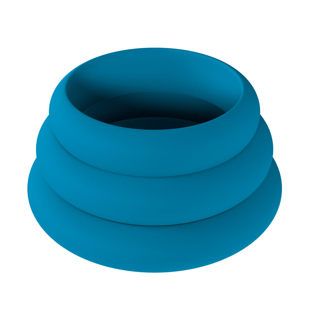 LEVELZ Wide O Silicone Cock Ring Set of 3 - L/XL/2X - Teal Cock Rings - Set of 3 Sizes - Hush Store Sydney 