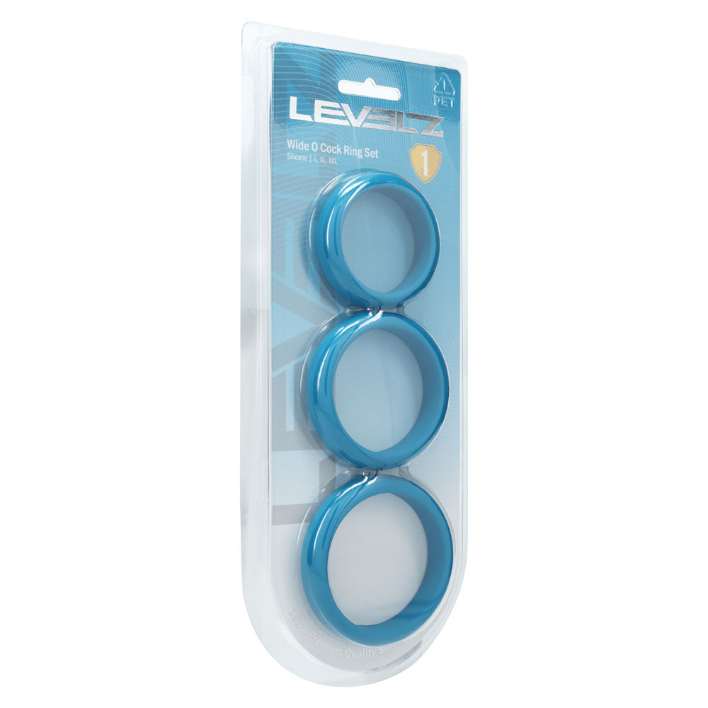 LEVELZ Wide O Silicone Cock Ring Set of 3 - L/XL/2X - Teal Cock Rings - Set of 3 Sizes - Hush Store Sydney 