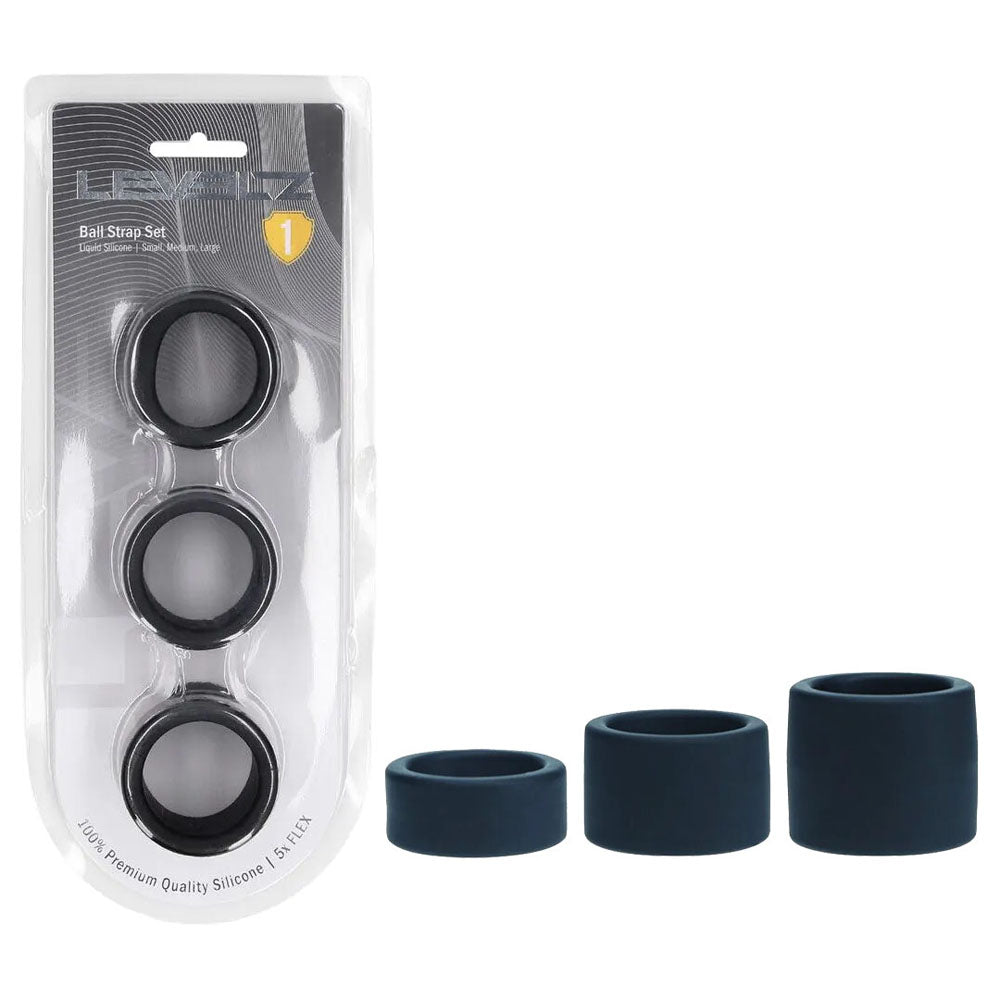 LEVELZ Liquid Silicone Ball Strap Set of 3 - Black - Black Ball Stretchers - Set of 3 Sizes - Hush Store Sydney 