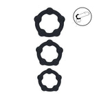 LEVELZ Beaded Silicone Cock Ring Set of 3 - Black - Black Cock Rings - Set of 3 Sizes - Hush Store Sydney 