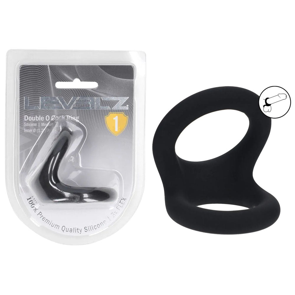 LEVELZ Double O Silicone Cock Ring - M - Black - Black Cock & Balls Rings - Hush Store Sydney 