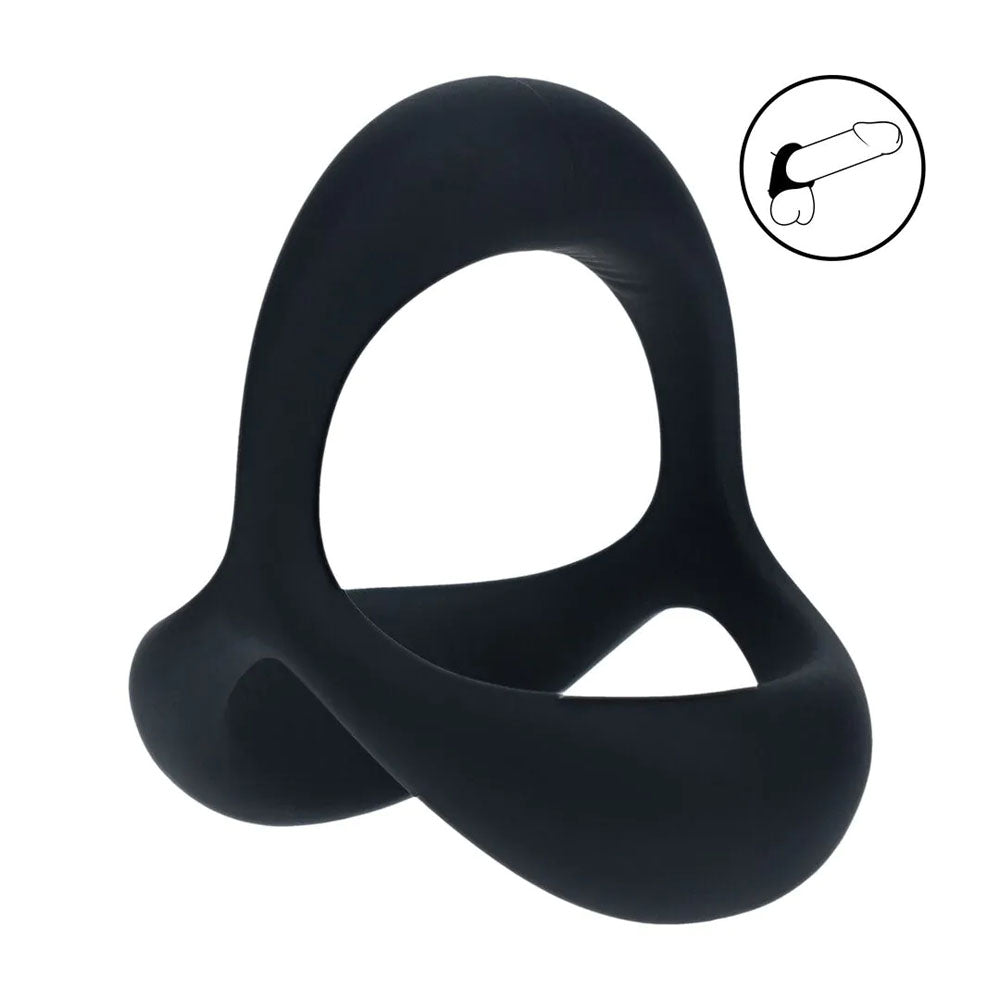 LEVELZ Tri O Ergo Silicone Cock Ring - Black - Black Cock & Balls Rings - Hush Store Sydney 