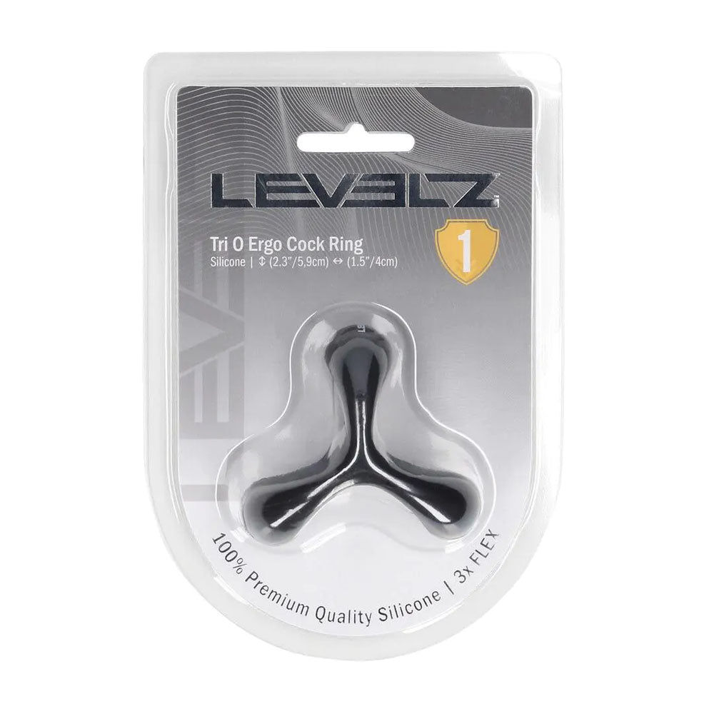 LEVELZ Tri O Ergo Silicone Cock Ring - Black - Black Cock & Balls Rings - Hush Store Sydney 