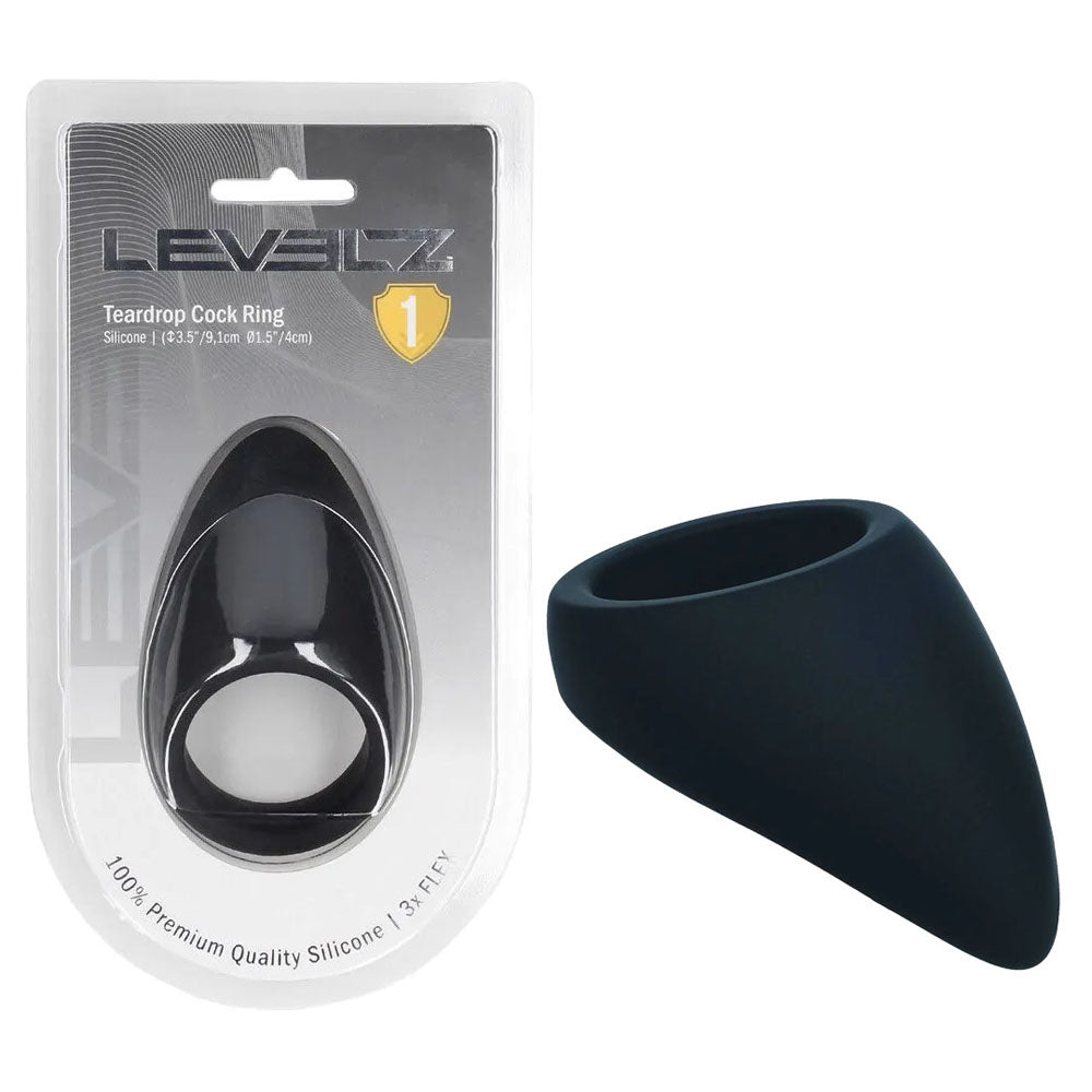 LEVELZ Teardrop Silicone Cock Ring - Black - Black Cock Ring - Hush Store Sydney 
