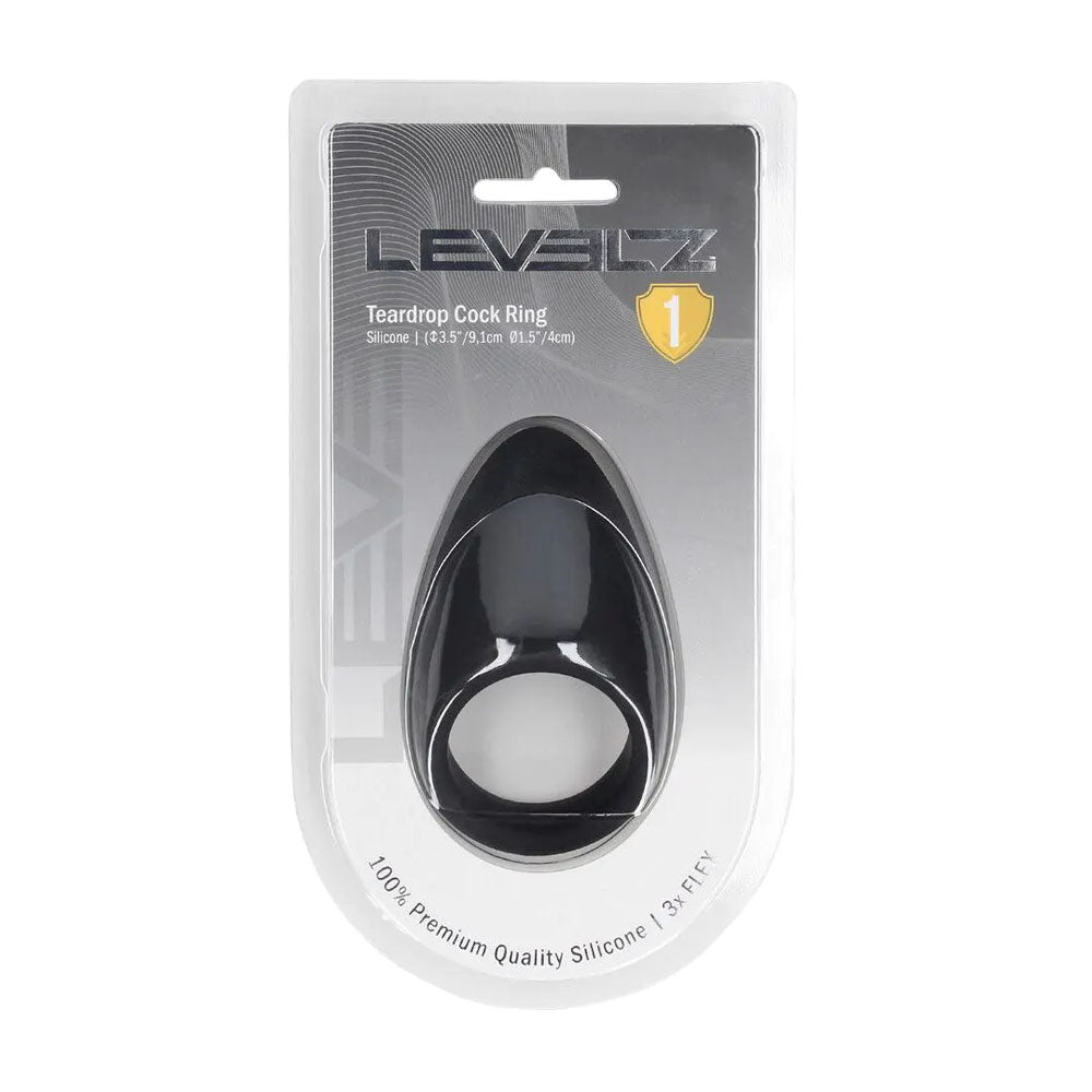 LEVELZ Teardrop Silicone Cock Ring - Black - Black Cock Ring - Hush Store Sydney 