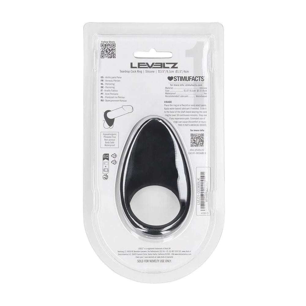 LEVELZ Teardrop Silicone Cock Ring - Black - Black Cock Ring - Hush Store Sydney 