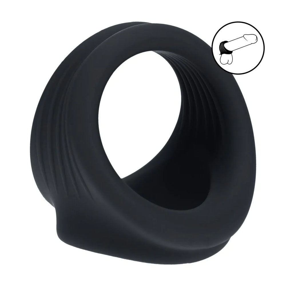 LEVELZ Silicone Cock & Ball Harness - Black - Black Cock & Ball Ring - Hush Store Sydney 