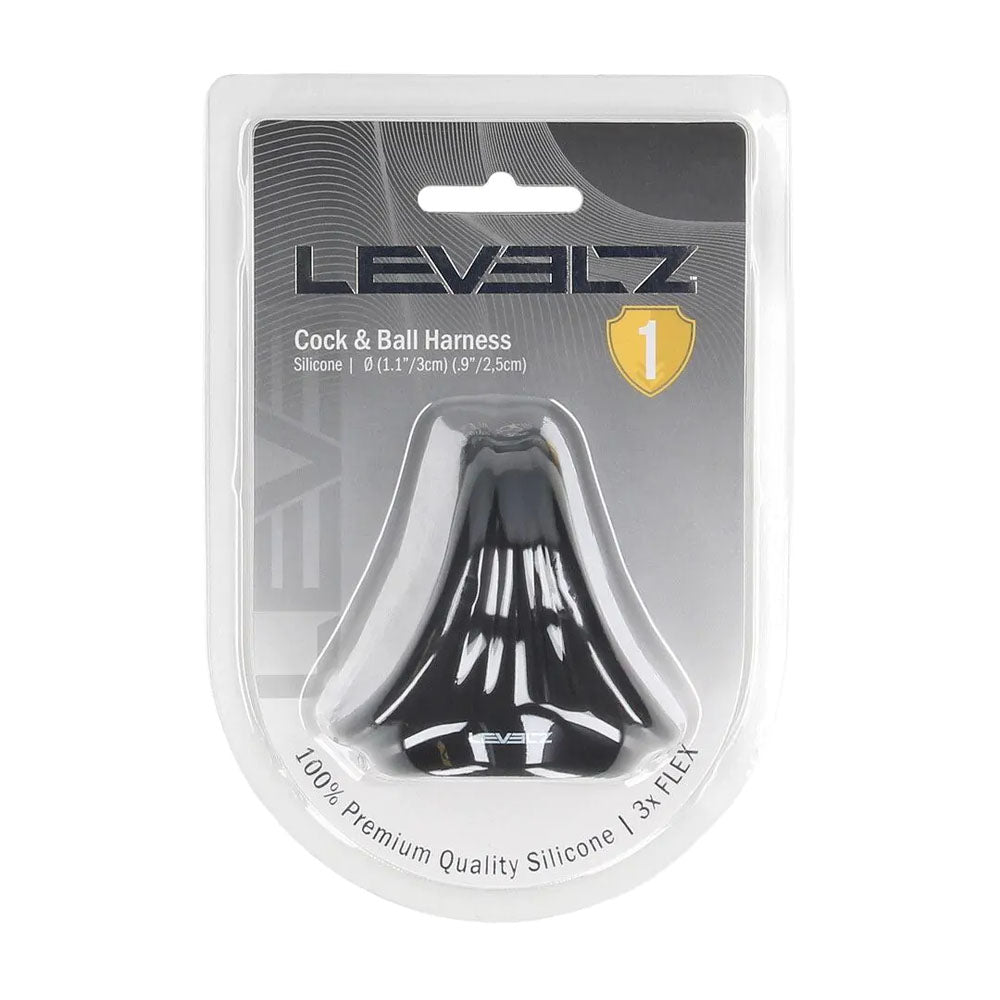 LEVELZ Silicone Cock & Ball Harness - Black - Black Cock & Ball Ring - Hush Store Sydney 