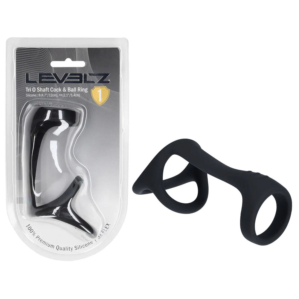 LEVELZ Tri O Silicone Shaft Cock & Ball Ring - Black Cock & Balls Ring - Hush Store Sydney 