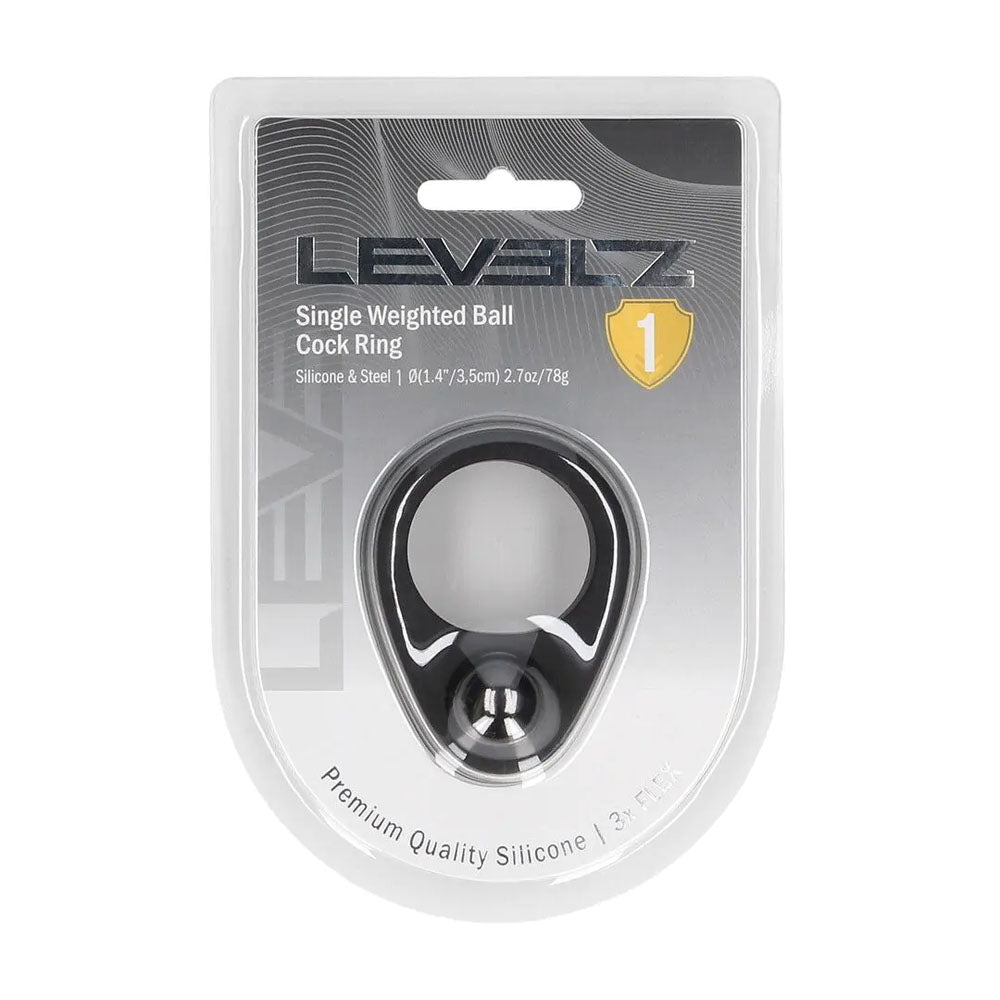 LEVELZ Single Weighted Ball Cock Ring - Black - Black Weighted Cock Ring - Hush Store Sydney 
