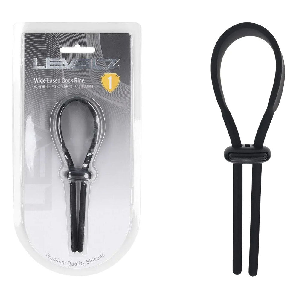 LEVELZ Wide Adjustable Silicone Lasso Cock Ring - Black Adjustable Cock Ring - Hush Store Sydney 