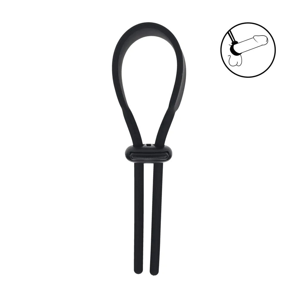 LEVELZ Wide Adjustable Silicone Lasso Cock Ring - Black Adjustable Cock Ring - Hush Store Sydney 
