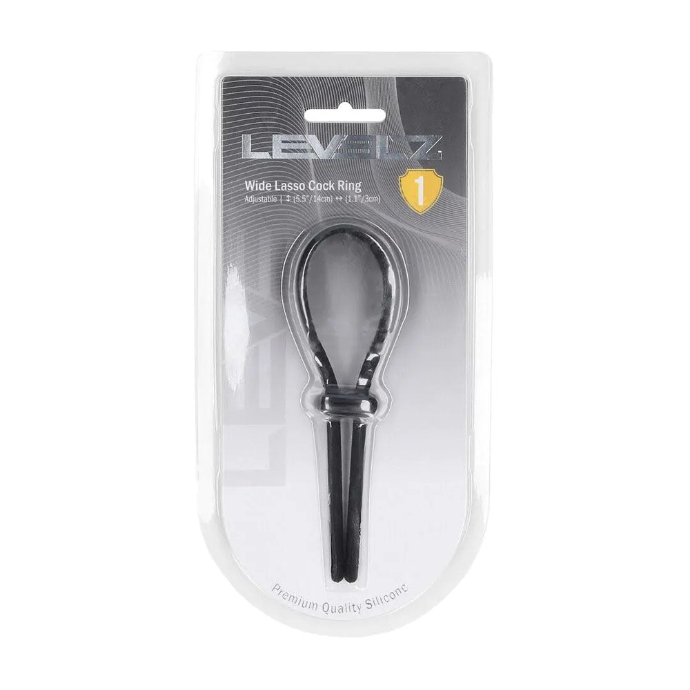 LEVELZ Wide Adjustable Silicone Lasso Cock Ring - Black Adjustable Cock Ring - Hush Store Sydney 
