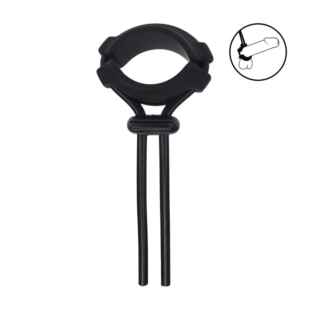 LEVELZ Wide Detachable Lasso Cock Ring - Black - Black Adjustable Cock Ring - Hush Store Sydney 