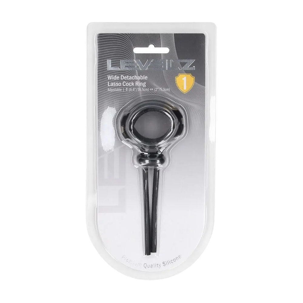 LEVELZ Wide Detachable Lasso Cock Ring - Black - Black Adjustable Cock Ring - Hush Store Sydney 