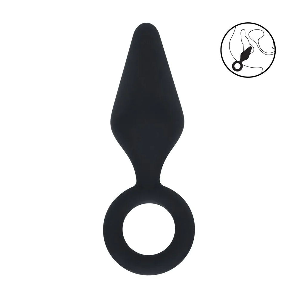 LEVELZ Silicone Anal Plug with Loop - Small - Black - Black Small Butt Plug - Hush Store Sydney 