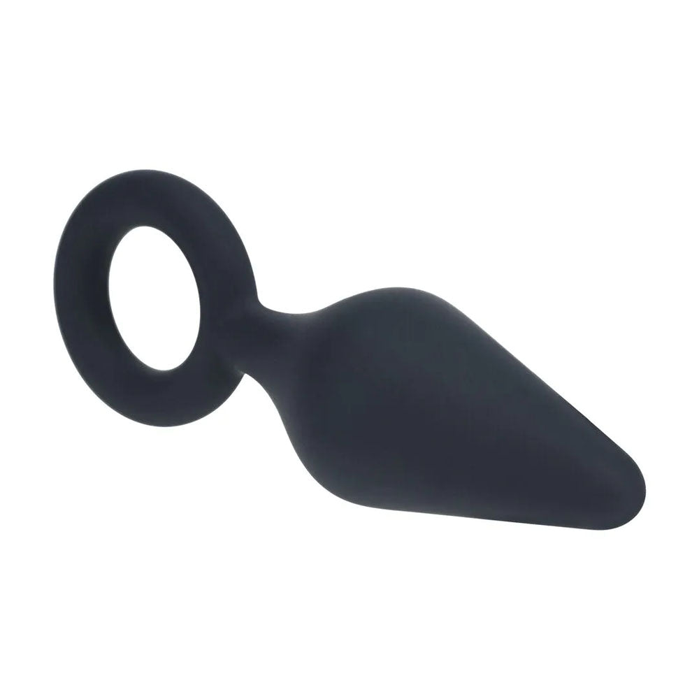LEVELZ Silicone Anal Plug with Loop - Small - Black - Black Small Butt Plug - Hush Store Sydney 