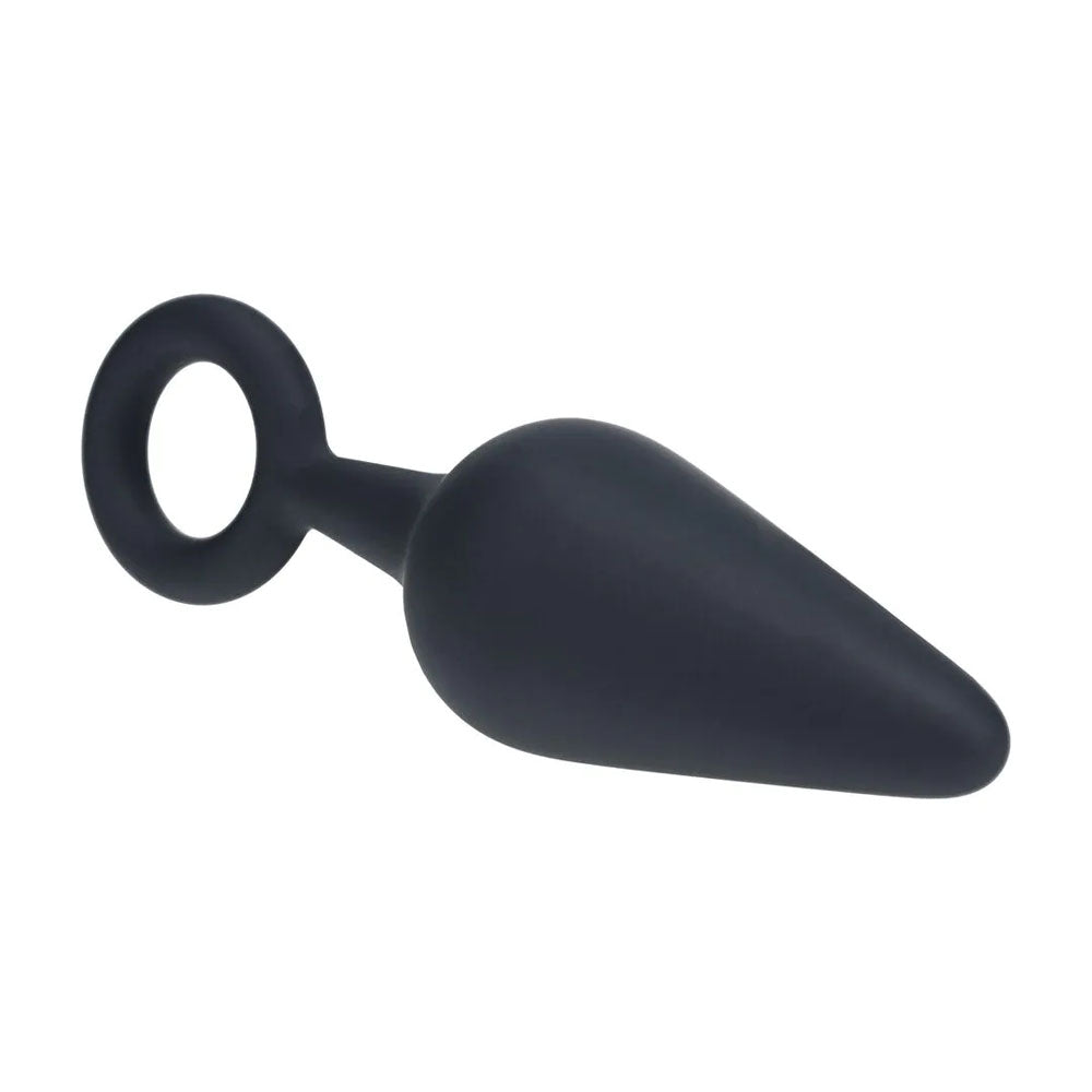 LEVELZ Silicone Anal Plug with Loop - Medium - Black - Black Medium Butt Plug - Hush Store Sydney 