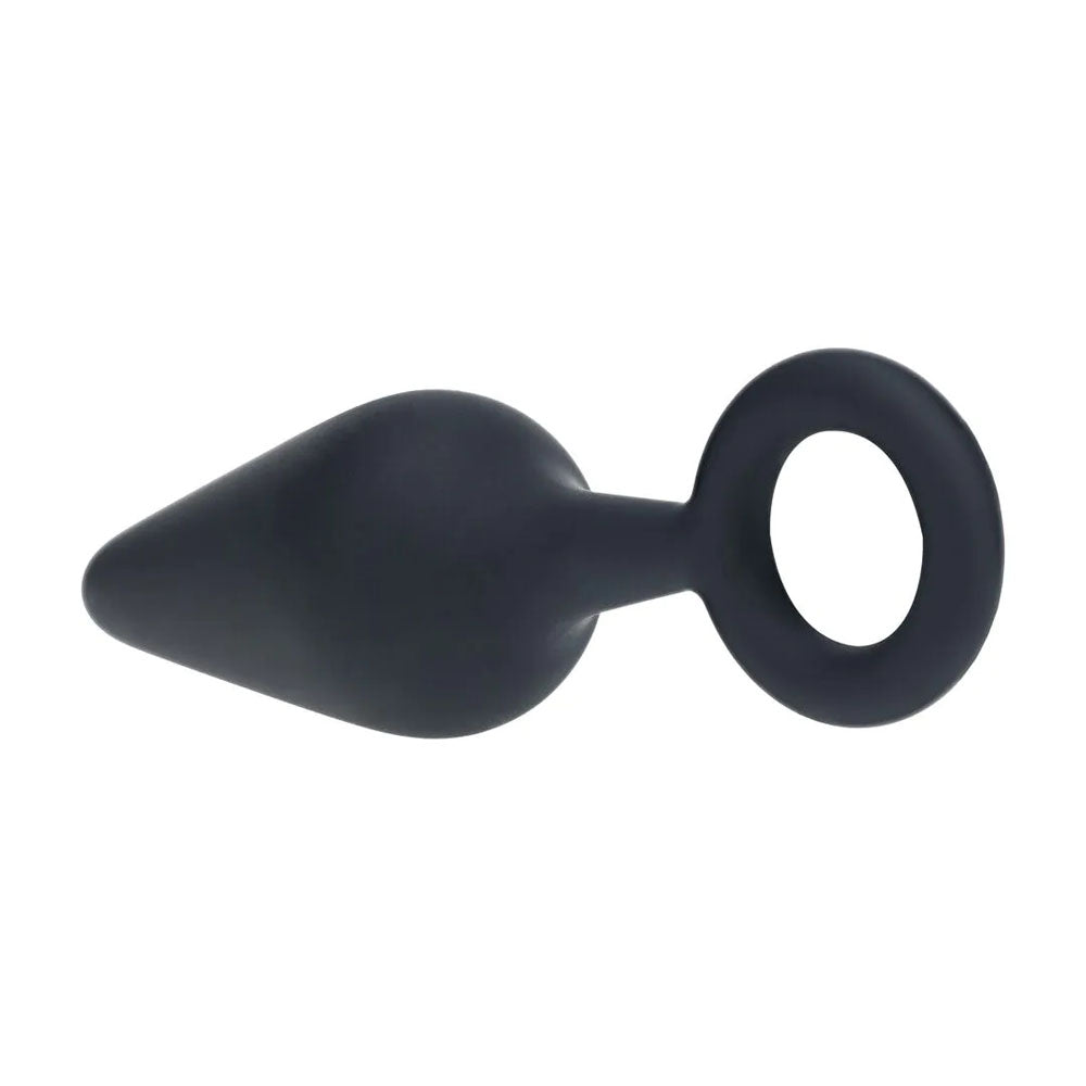 LEVELZ Silicone Anal Plug with Loop - Medium - Black - Black Medium Butt Plug - Hush Store Sydney 