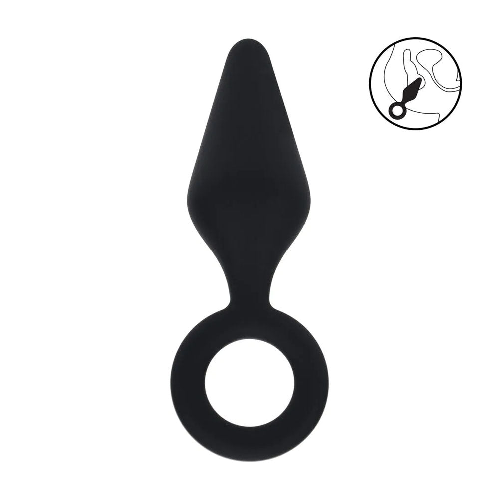 LEVELZ Silicone Anal Plug with Loop - Large - Black Large Butt Plug - Hush Store Sydney 