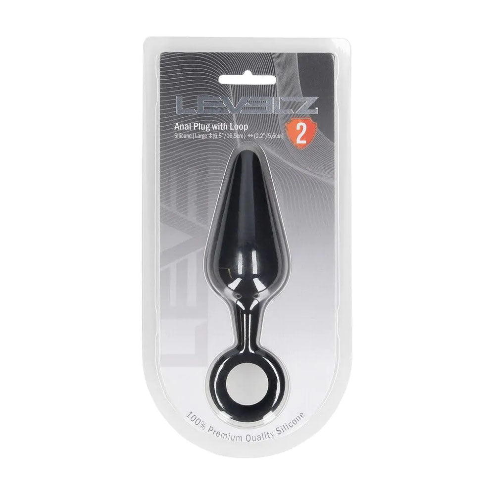 LEVELZ Silicone Anal Plug with Loop - Large - Black Large Butt Plug - Hush Store Sydney 