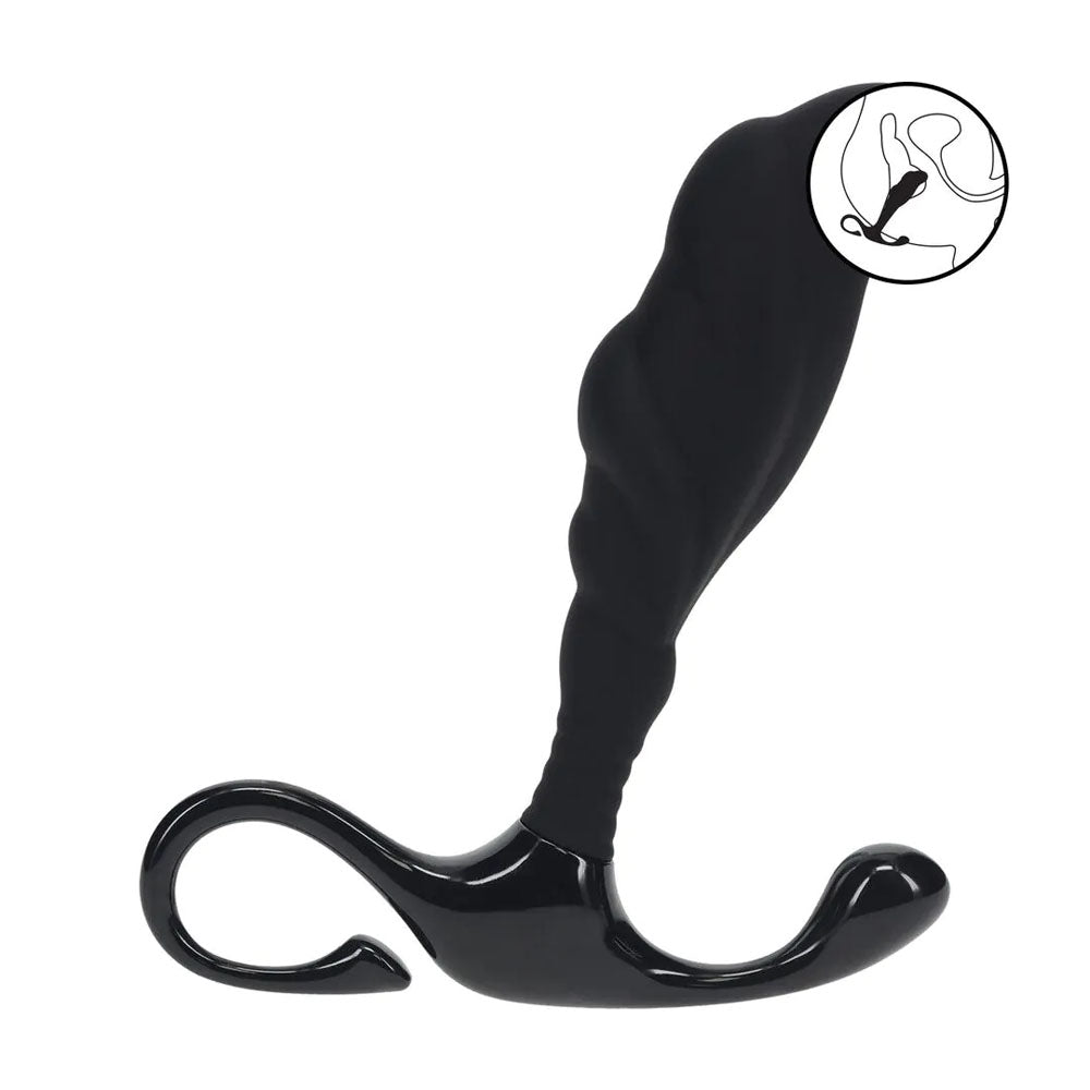 LEVELZ Rippled with Hard Loop Prostate Massager - Small - Black Small Prostate Massager - Hush Store Sydney 