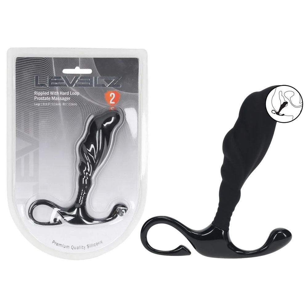 LEVELZ Rippled with Hard Loop Prostate Massager - Large - Black Large Prostate Massager - Hush Store Sydney 