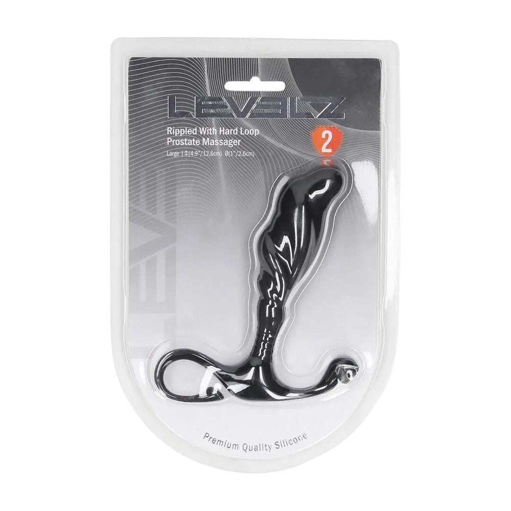 LEVELZ Rippled with Hard Loop Prostate Massager - Large - Black Large Prostate Massager - Hush Store Sydney 