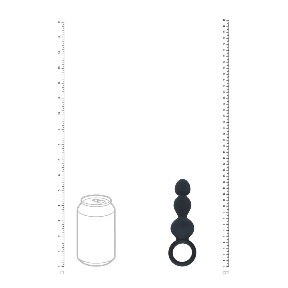 LEVELZ Beaded Silicone Anal Probe with Loop - Black 15.3 cm Beaded Anal Plug - Hush Store Sydney 