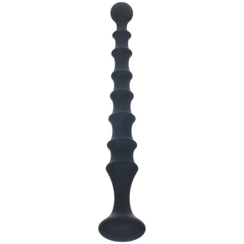 LEVELZ Ribbed Silicone Flared Anal Probe - Black 26.7 cm Anal Beads - Hush Store Sydney 