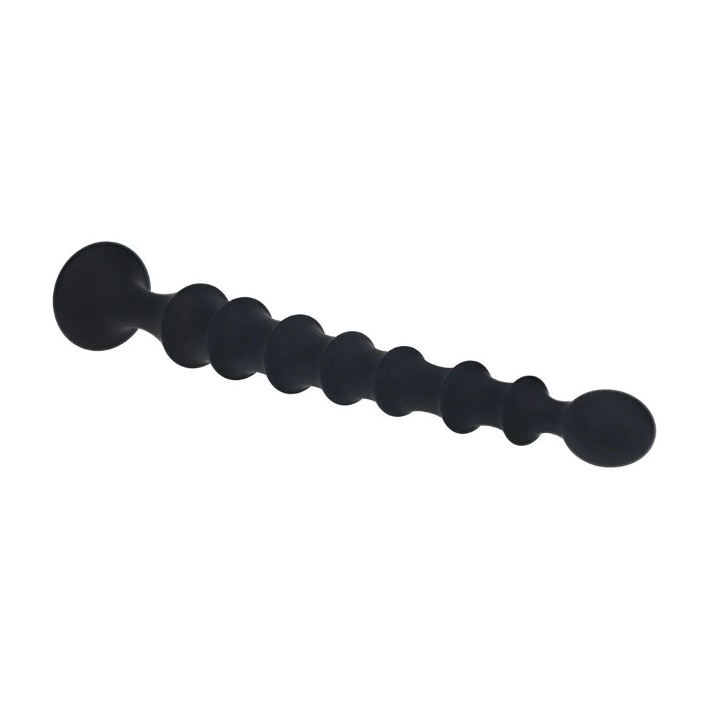 LEVELZ Ribbed Silicone Flared Anal Probe - Black 26.7 cm Anal Beads - Hush Store Sydney 