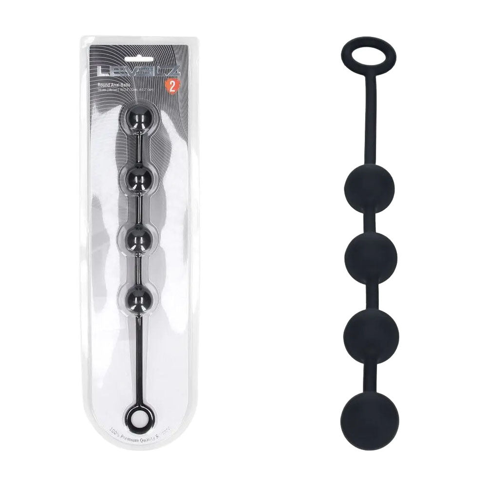 LEVELZ Round Silicone Anal Balls - M - 20mm - Black 32 cm Medium Anal Balls - Hush Store Sydney 