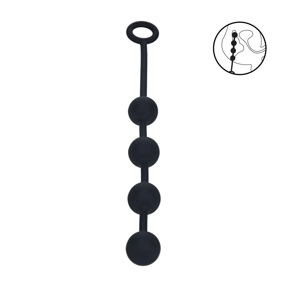 LEVELZ Round Silicone Anal Balls - M - 20mm - Black 32 cm Medium Anal Balls - Hush Store Sydney 
