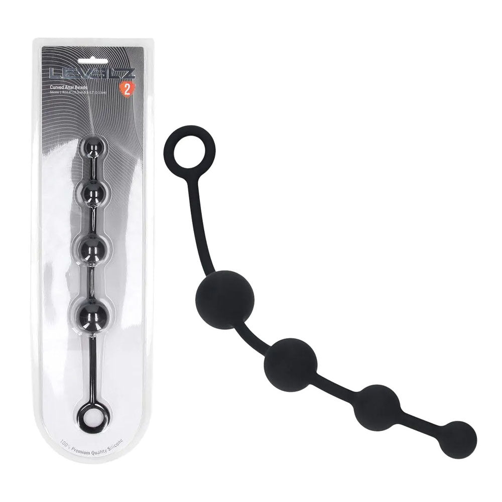 LEVELZ Curved Silicone Anal Beads - Black - Black 29.5 cm Anal Beads - Hush Store Sydney 