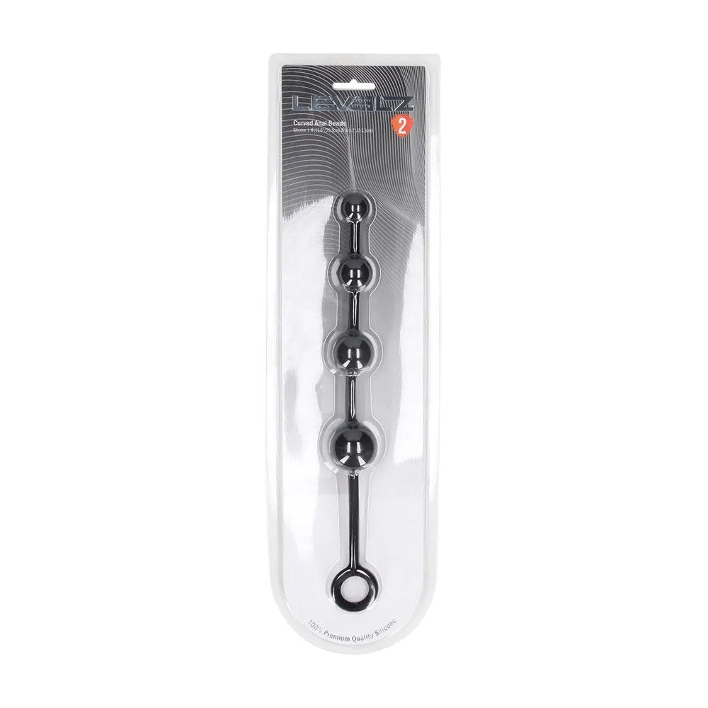 LEVELZ Curved Silicone Anal Beads - Black - Black 29.5 cm Anal Beads - Hush Store Sydney 