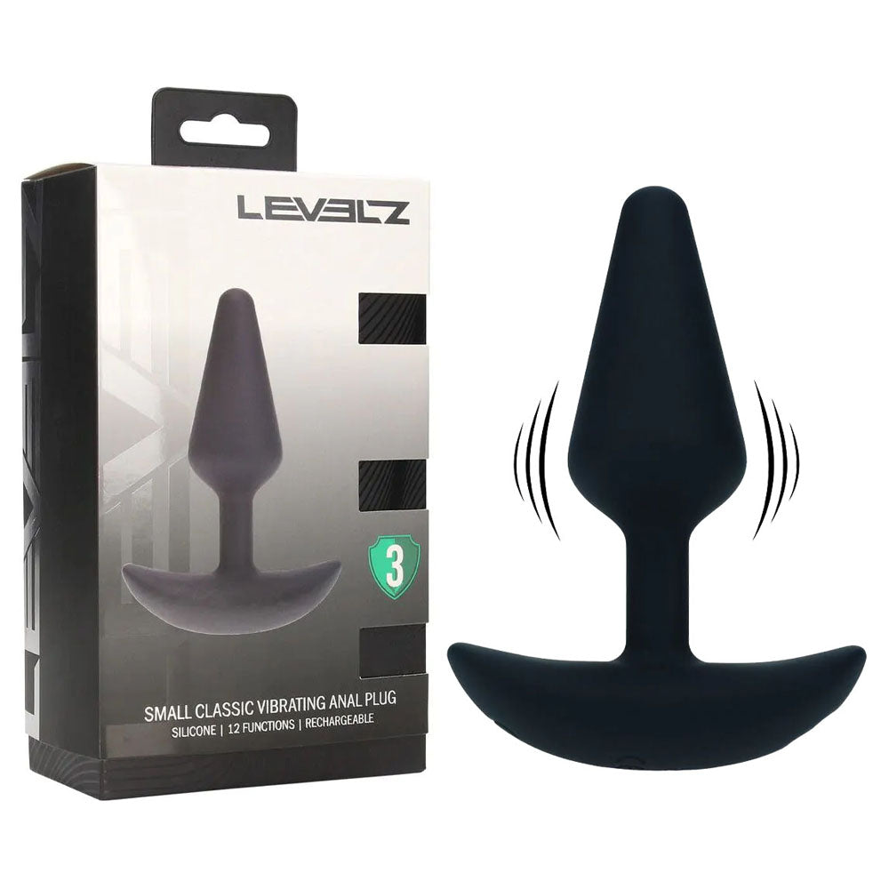LEVELZ Classic Vibrating Silicone Anal Plug - Small - Black Small USB Rechargeable Butt Plug - Hush Store Sydney 