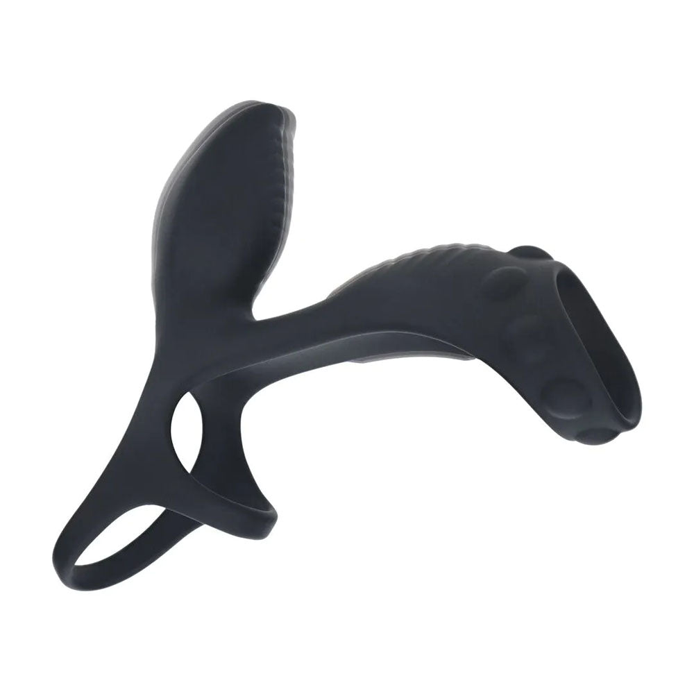 LEVELZ Vibrating Cock & Ball Ring with Shaft Loop - Black USB Rechargeable Vibrating Cock & Ball Rings - Hush Store Sydney 
