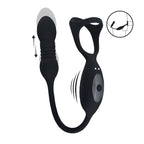 LEVELZ Vibrating & Thrusting TriO Cock Ring with Prostate Stimulator - Black USB Rechargeable Vibrating Cock Ring with Thrusting Prostate Plug