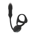 LEVELZ Vibrating & Thrusting TriO Cock Ring with Prostate Stimulator - Black USB Rechargeable Vibrating Cock Ring with Thrusting Prostate Plug