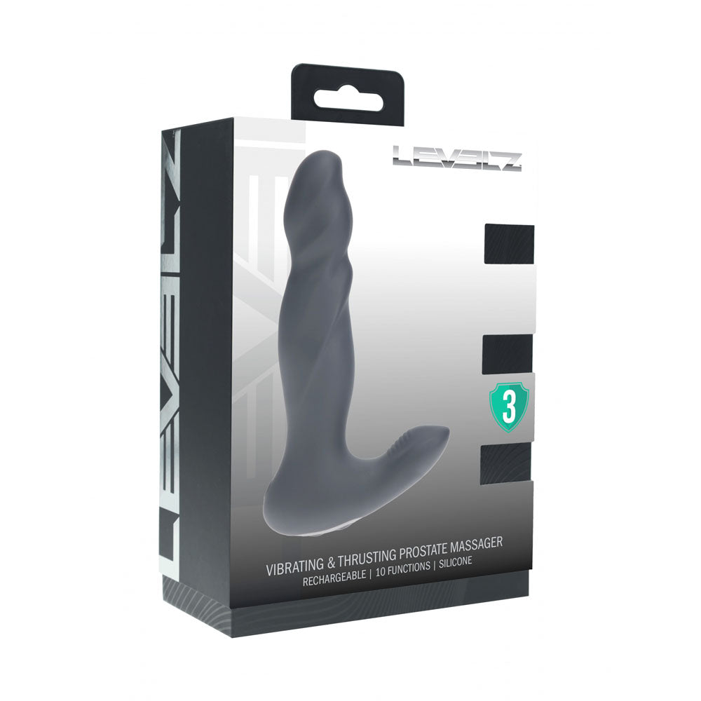 LEVELZ Vibrating & Thrusting Silicone Prostate Massager - Black 14.7 cm USB Rechargeable Thrusting Prostate Massager - Hush Store Sydney 
